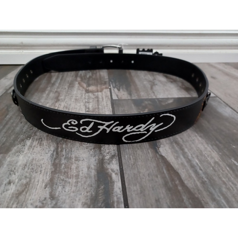 MENS ED HARDY STUDDED BLACK BELT SIZE 38